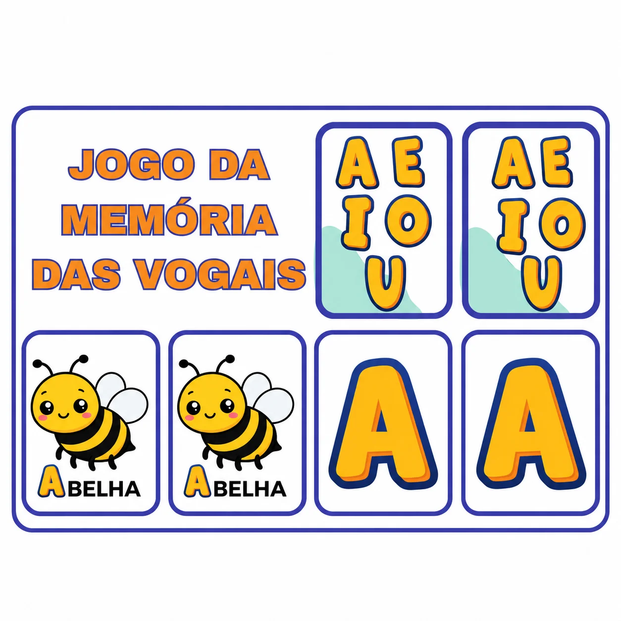 JOGO DA MEMÓRIA DAS VOGAIS PARA ALFABETIZAÇÃO. — amostra 1: #EducaçãoInfantil #Alfabetização #JogoDasVogais #JogoDaMemória…