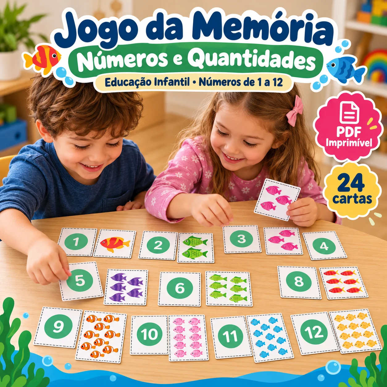 Jogo da Memória de Números e Quantidades Educação Infantil — amostra 1: Jogo da Memória de Números e Quantidades para…