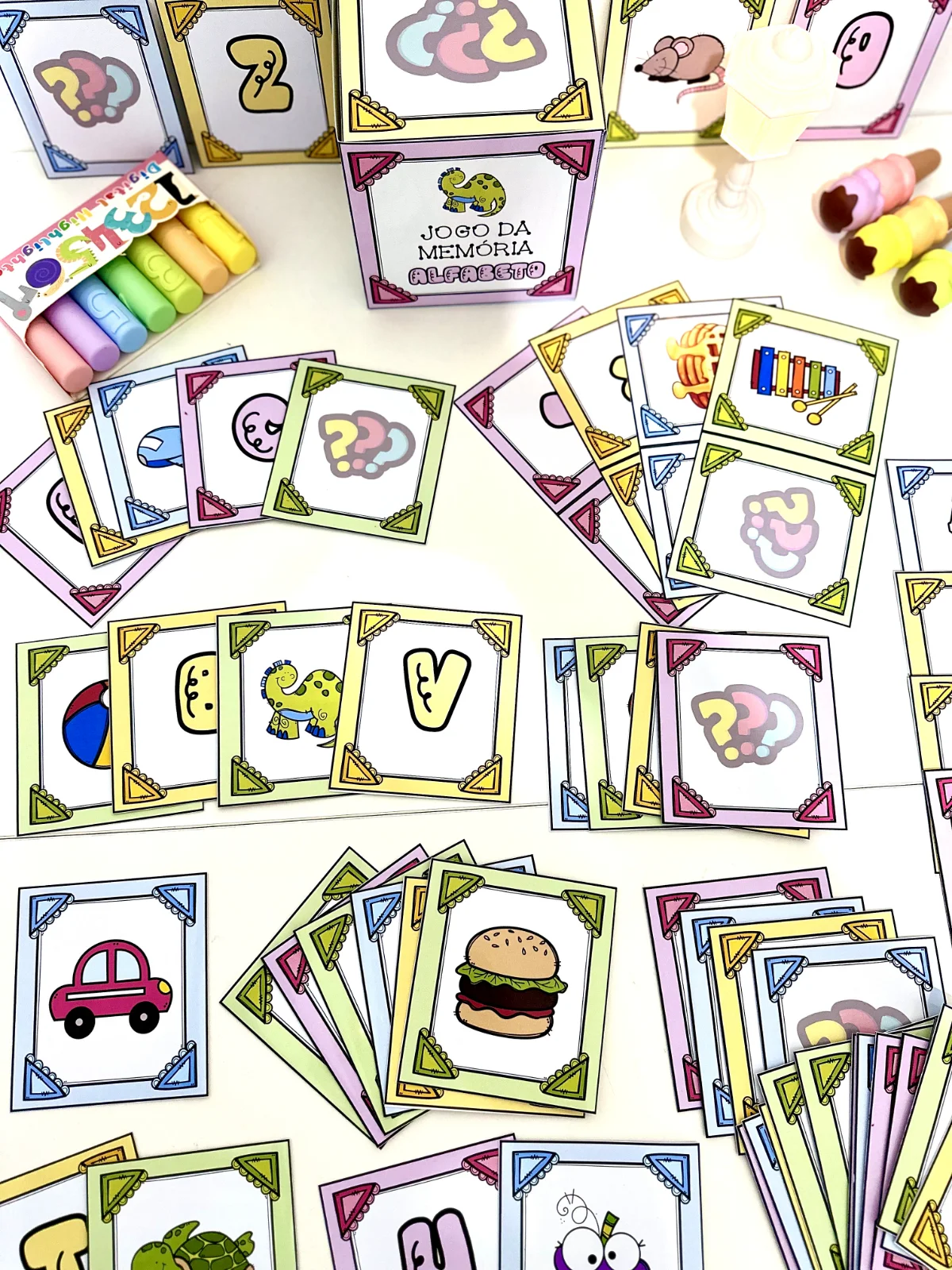 Jogo da Memoria do Alfabeto com caixa e fichas ilustradas — amostra 5: Jogo da Memória do Alfabeto com caixa e fichas…