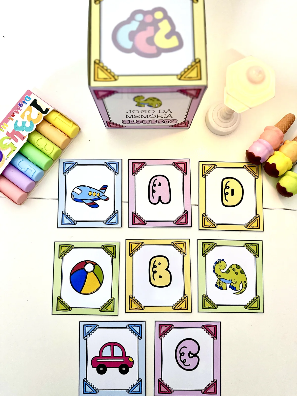 Jogo da Memoria do Alfabeto com caixa e fichas ilustradas — amostra 7: Jogo da Memória do Alfabeto com caixa e fichas…