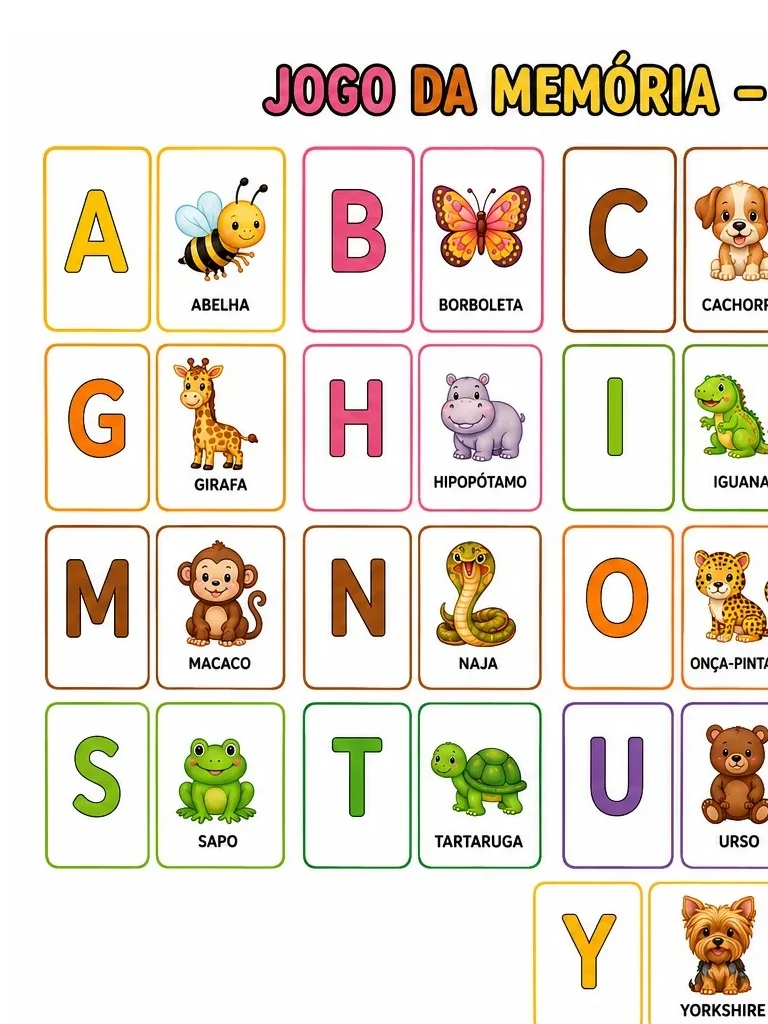 Jogo da Memória do Alfabeto | Educação Infantil PDF — amostra 2: Aprender o alfabeto pode ser ainda mais divertido! Com…
