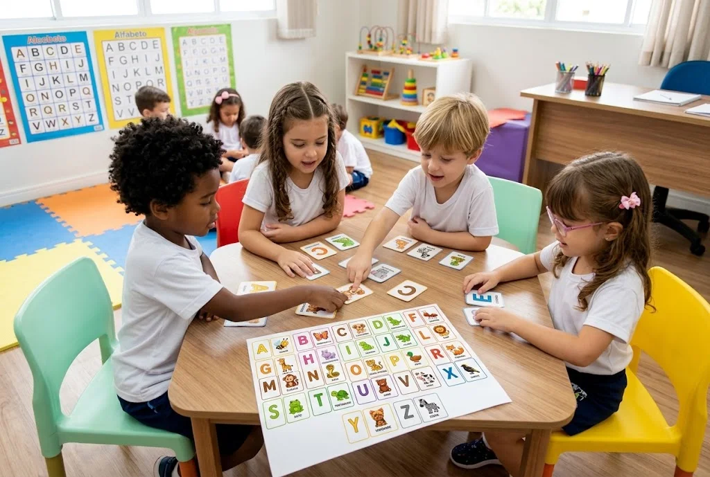 Jogo da Memória do Alfabeto | Educação Infantil PDF — amostra 3: O material é composto por 26 pares, totalizando 52 cartas: