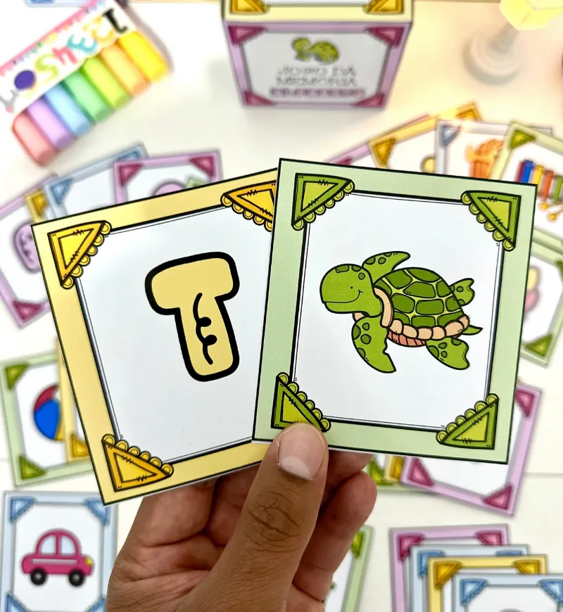 Jogo da Memória do Alfabeto em PDF com Fichas e Caixa — amostra 2: O que acompanha o material