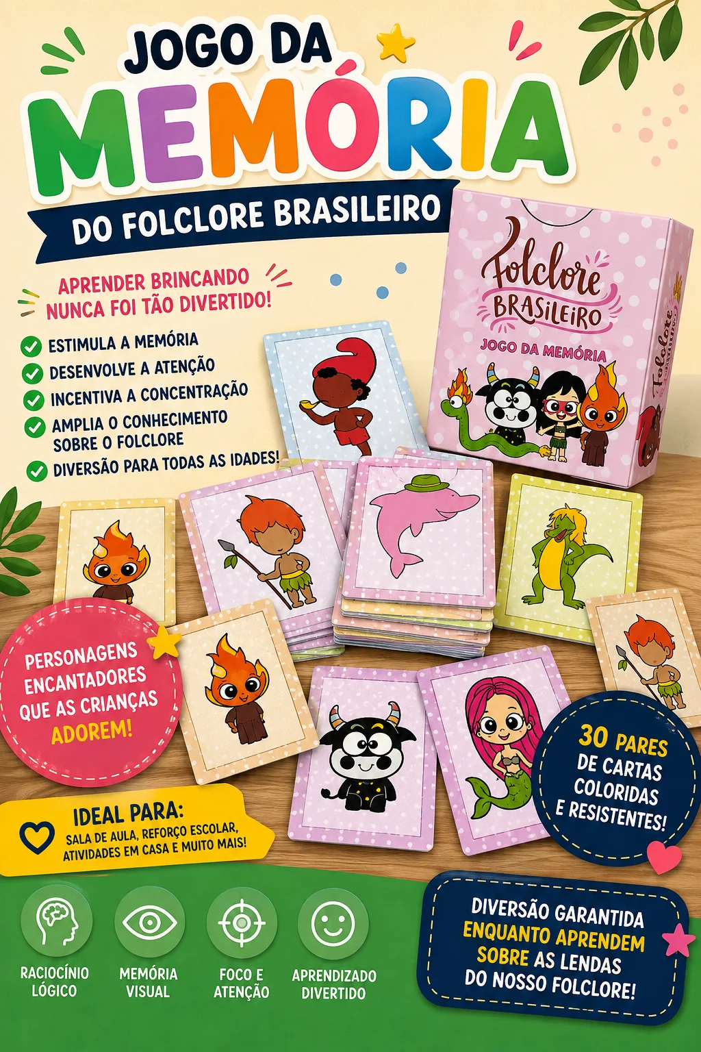 JOGO DA MEMÓRIA DO FOLCLORE - ENSINO FUNDAMENTAL E EDUCAÇÃO INFANTIL — capa do material