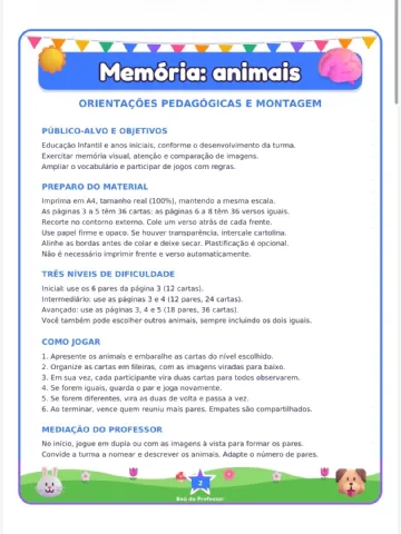 Jogo da Memória dos Animais para Imprimir — 18 Pares em PDF — amostra 1: Transforme a busca pelos pares em uma brincadeira… Jogo da Memória dos Animais para Imprimir — 18 Pares em PDF — amostra 1: Transforme a busca pelos pares em uma brincadeira…