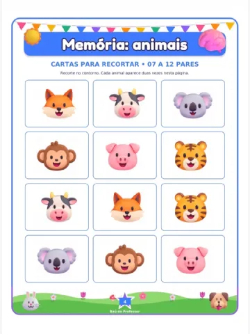 Jogo da Memória dos Animais para Imprimir — 18 Pares em PDF — amostra 3: Jogo da Memória dos Animais para imprimir: 36… Jogo da Memória dos Animais para Imprimir — 18 Pares em PDF — amostra 3: Jogo da Memória dos Animais para imprimir: 36…