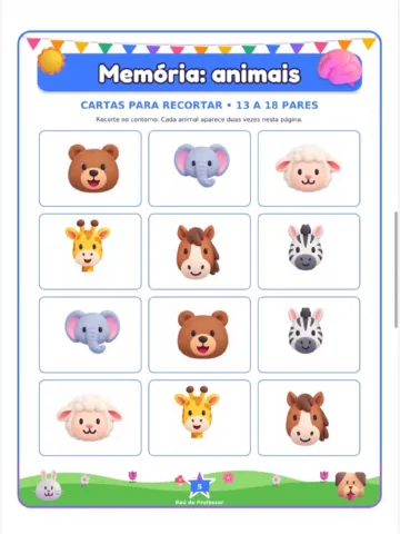 Jogo da Memória dos Animais para Imprimir — 18 Pares em PDF — amostra 4: Jogo da Memória dos Animais para imprimir: 36… Jogo da Memória dos Animais para Imprimir — 18 Pares em PDF — amostra 4: Jogo da Memória dos Animais para imprimir: 36…