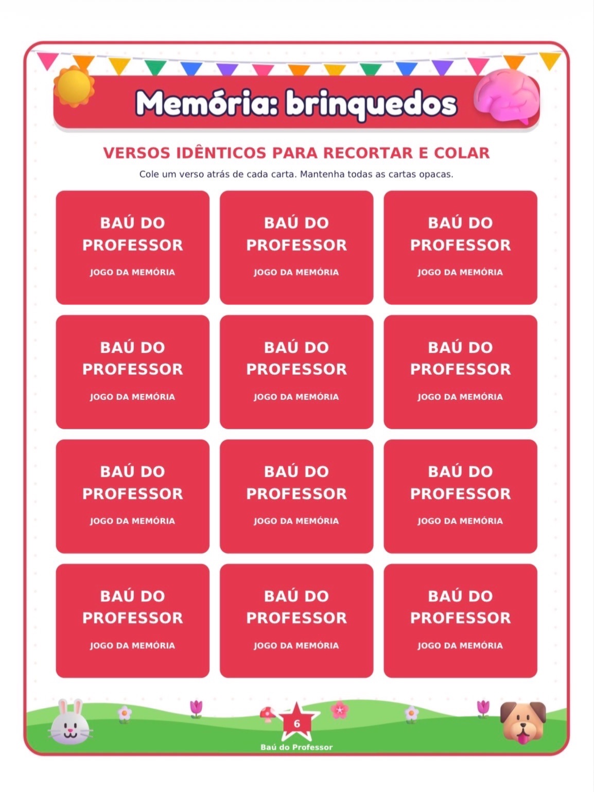 Jogo da Memória dos Brinquedos para Imprimir — 18 Pares PDF — amostra 5: Jogo da Memória dos Brinquedos para imprimir: 36…