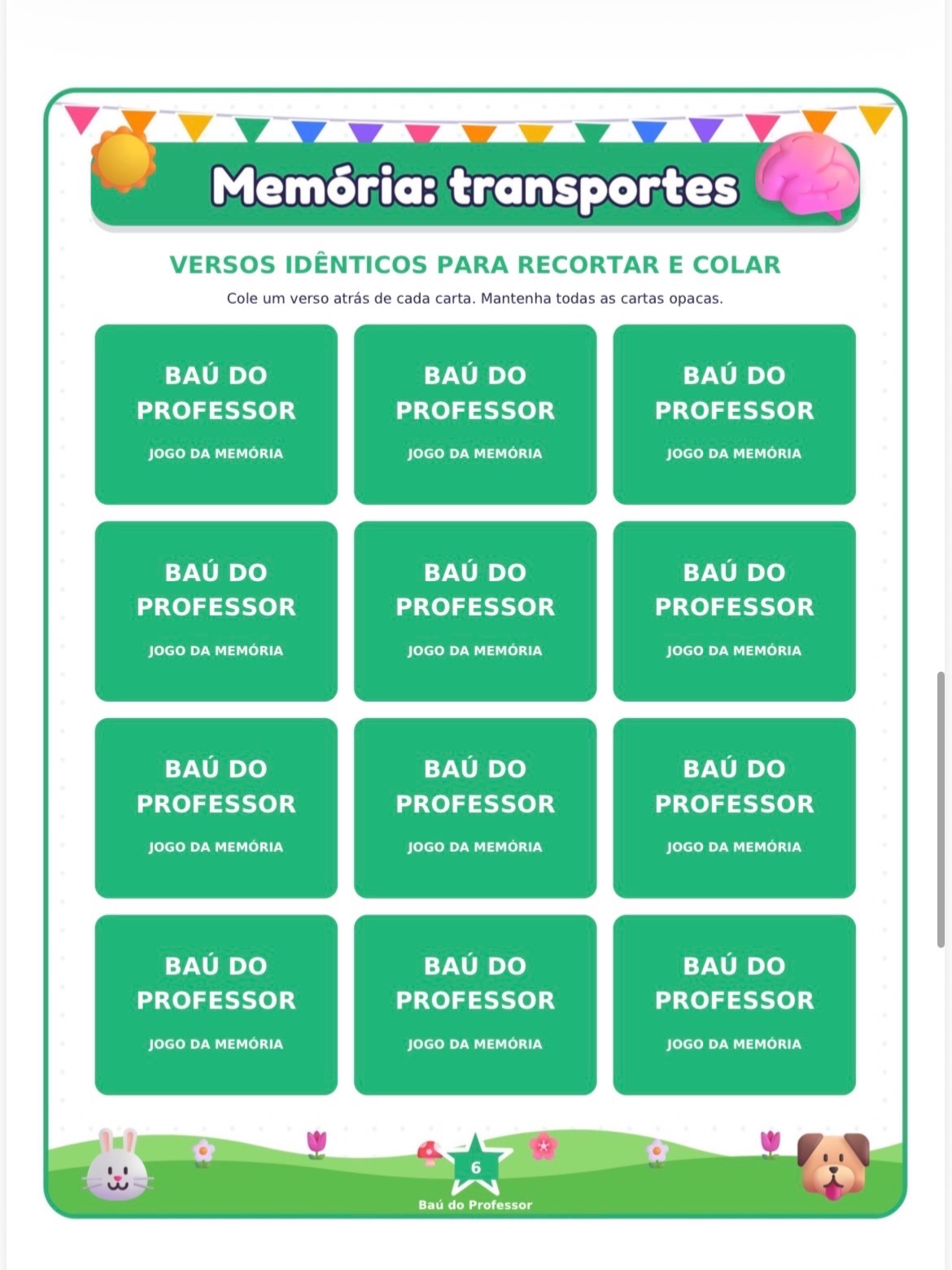 Jogo da Memória dos Meios de Transporte para Imprimir — 18 Pares PDF — amostra 5: Jogo da Memória dos Transportes para…