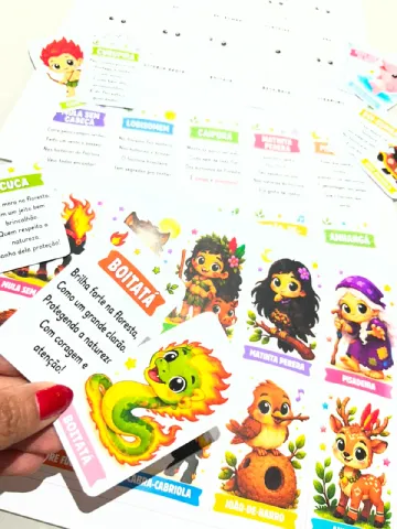 Jogo da Memória e Cards do Folclore Brasileiro — amostra 1: ✨ Os personagens foram criados em um estilo infantil…