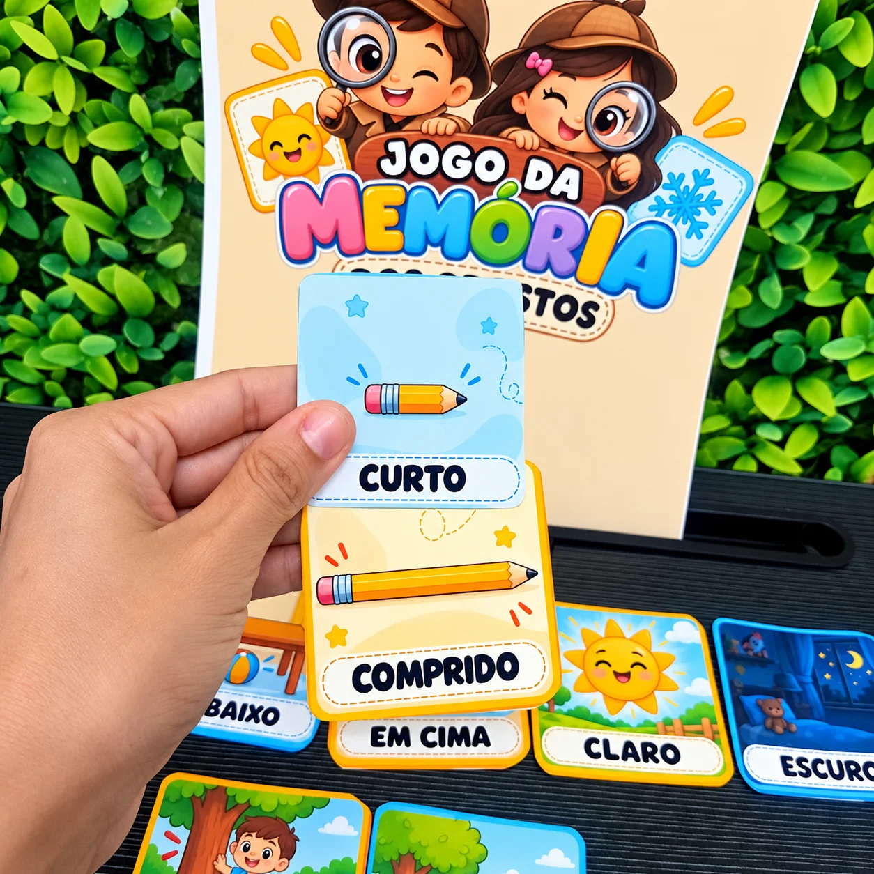 Jogo da Memória e Pareamento dos Opostos 🔑 PALAVRAS-CHAVE — amostra 1: Dois conceitos diferentes. Um par para descobrir! 🧠✨