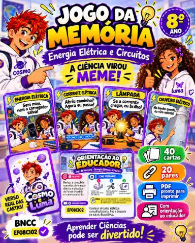 Jogo da Memória Energia Elétrica e Circuitos – 8º Ano em PDF — amostra 1: Transforme suas aulas sobre energia elétrica e…