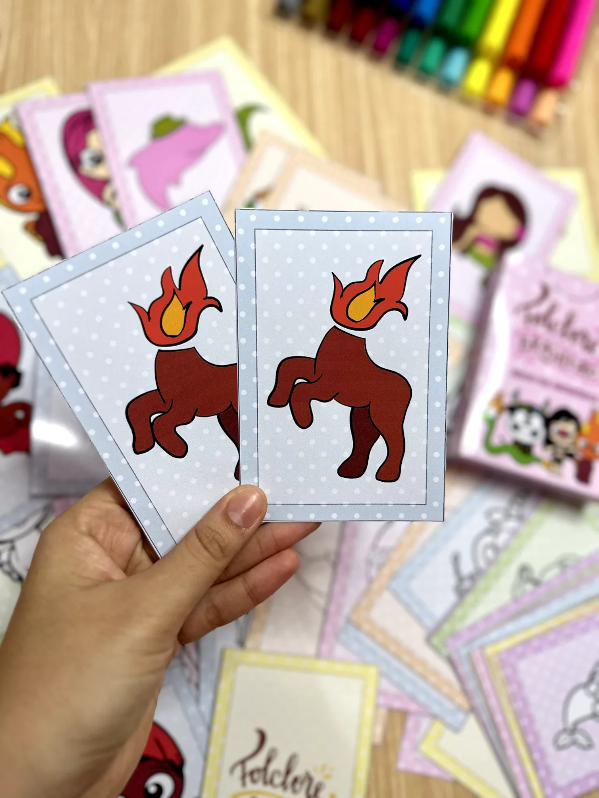 Jogo da Memória Folclore Brasileiro — amostra 6: O arquivo acompanha 32 fichas ilustradas e uma caixinha para guardar o…