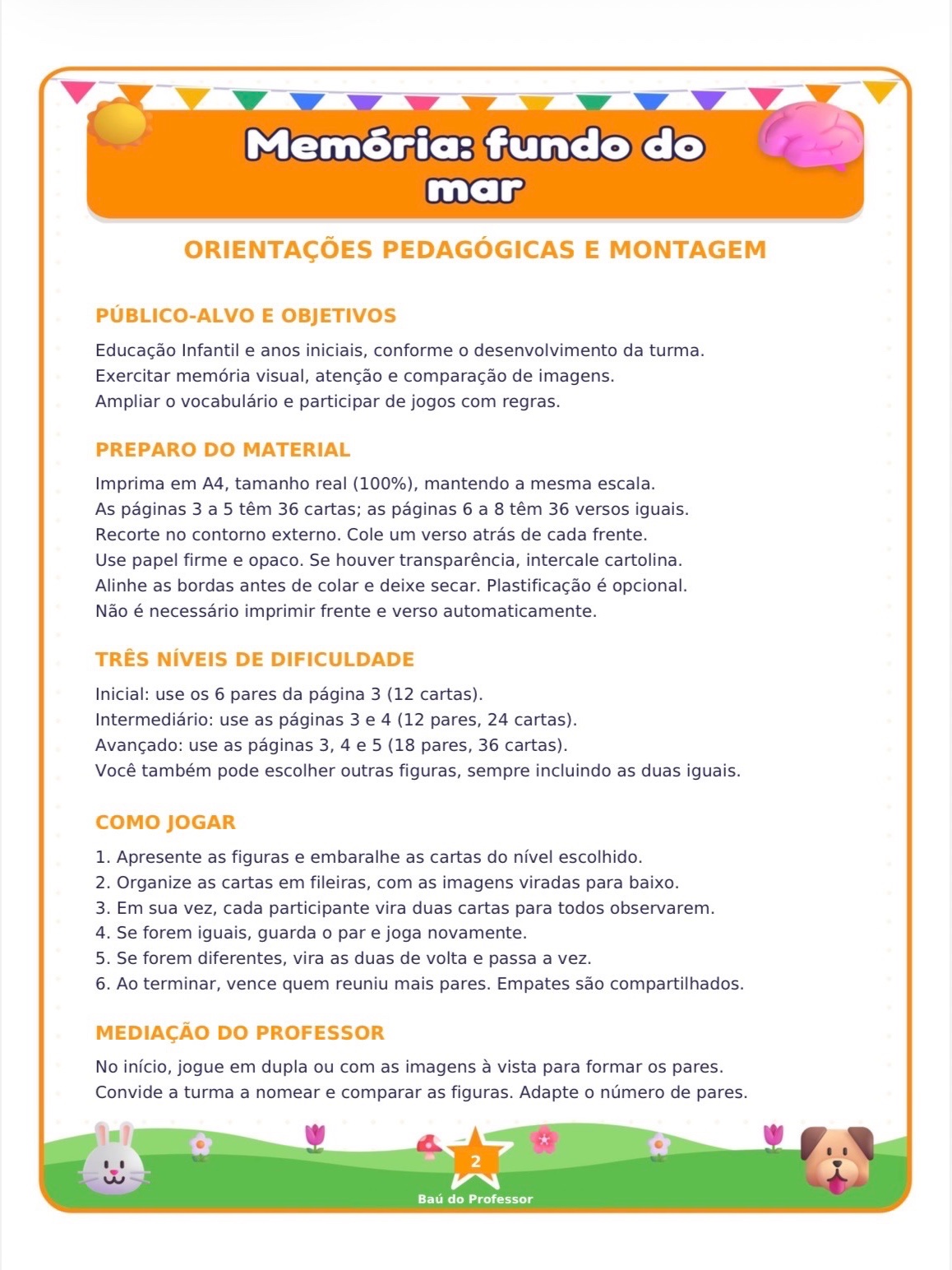 Jogo da Memória Fundo do Mar para Imprimir — 18 Pares PDF — amostra 1: Explore o universo marinho em uma brincadeira de…