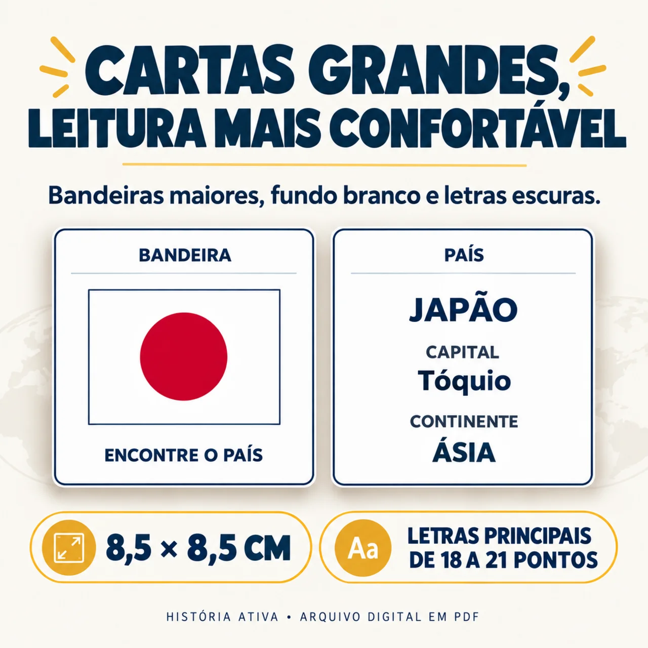 Jogo da Memória Geográfico: 60 Cartas Grandes em PDF — amostra 7: 60 cartas de 8,5 × 8,5 cm para relacionar bandeiras,… Jogo da Memória Geográfico: 60 Cartas Grandes em PDF — amostra 7: 60 cartas de 8,5 × 8,5 cm para relacionar bandeiras,…
