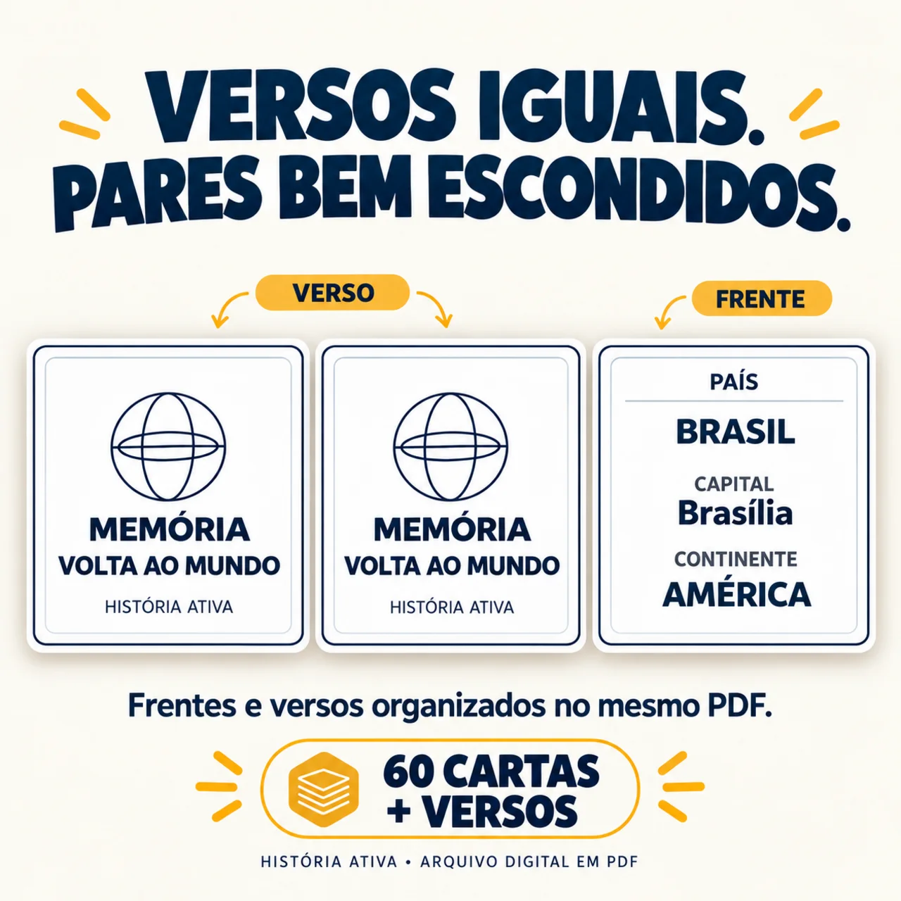 Jogo da Memória Geográfico: 60 Cartas Grandes em PDF — capa do material
