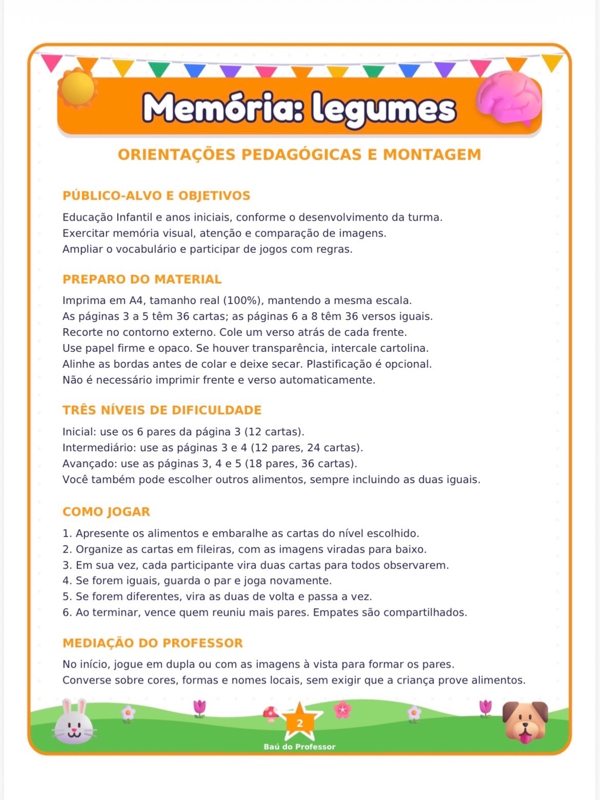 Jogo da Memória Legumes e Verduras para Imprimir — 18 Pares PDF — amostra 1: Explore os alimentos em uma brincadeira de…