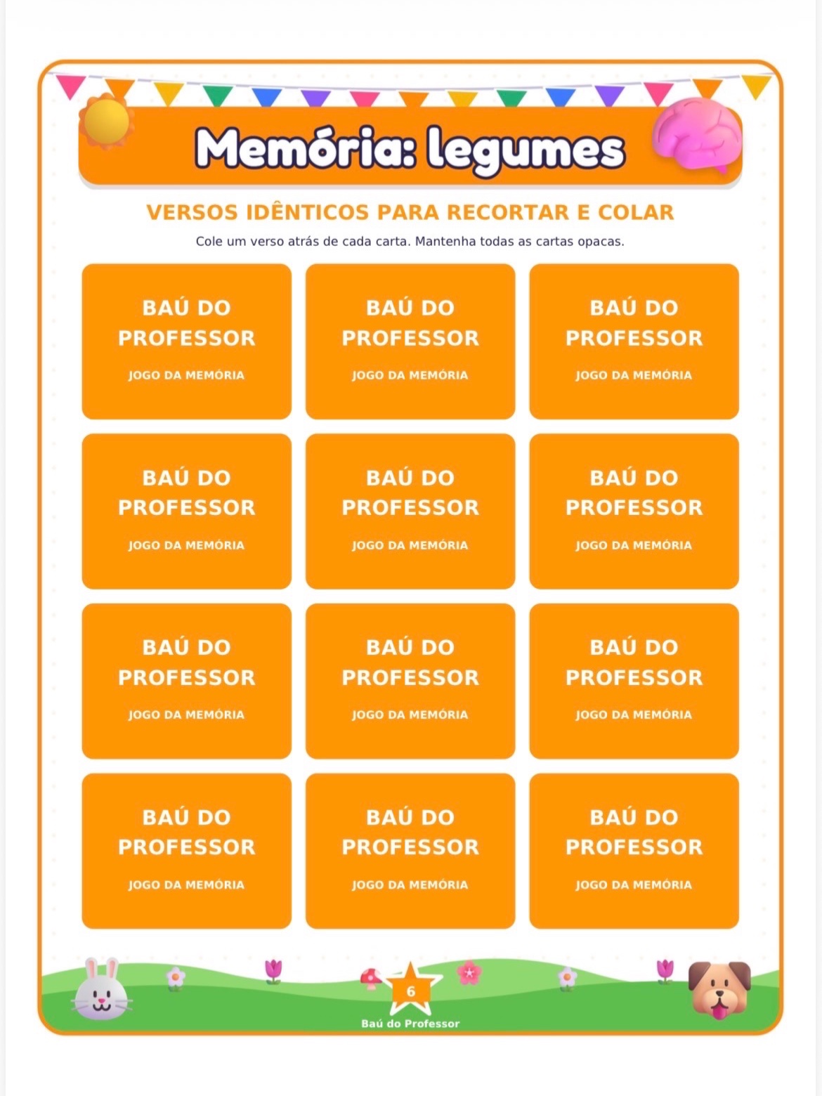 Jogo da Memória Legumes e Verduras para Imprimir — 18 Pares PDF — amostra 4: Jogo da Memória de Legumes e Verduras para…