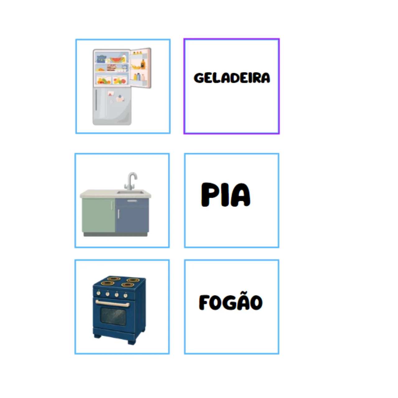 Jogo da Memória Minha Casa: Imagens e Palavras | Móveis e Ambientes — amostra 2: Habilidades que podem ser trabalhadas