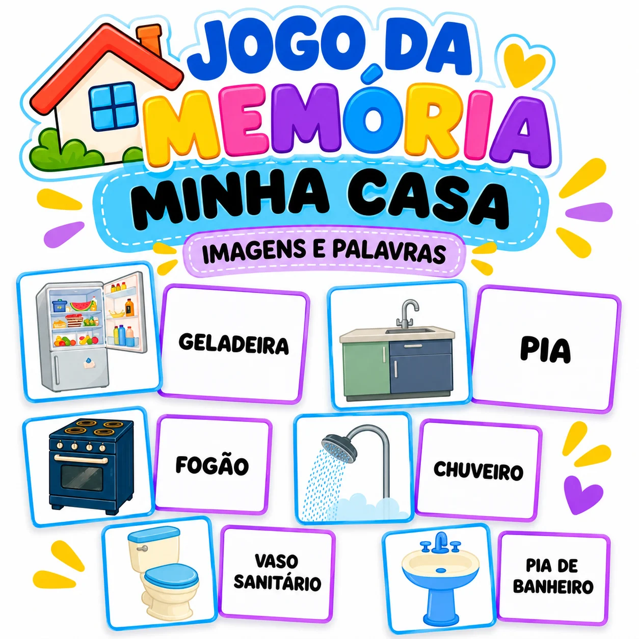 Jogo da Memória Minha Casa: Imagens e Palavras | Móveis e Ambientes — capa do material