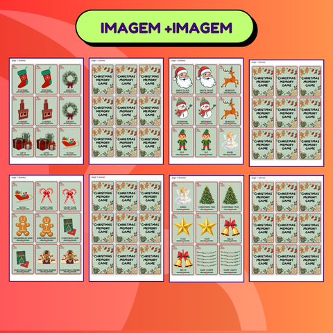 Jogo da Memória Natal em Inglês para Imprimir:Atividade 2em1 — amostra 1: Como Funcionam as Duas Formas de Jogar (2 em 1)