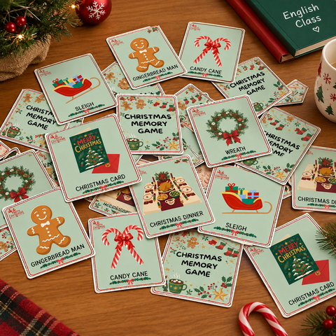 Jogo da Memória Natal em Inglês para Imprimir:Atividade 2em1 — amostra 2: Jogo da memória de Natal em inglês PDF