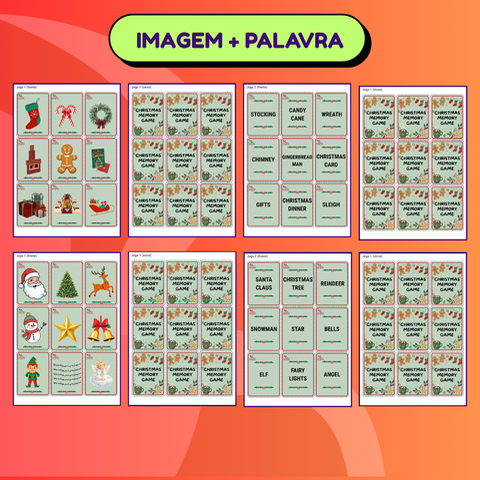 Jogo da Memória Natal em Inglês para Imprimir:Atividade 2em1 — amostra 3: Jogo da memória de Natal em inglês PDF