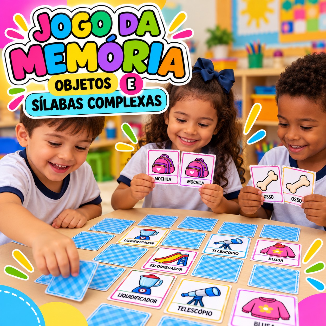 Jogo da Memória - Objetos e Sílabas Complexas — amostra 4: Uma atividade lúdica para tornar o processo de alfabetização…