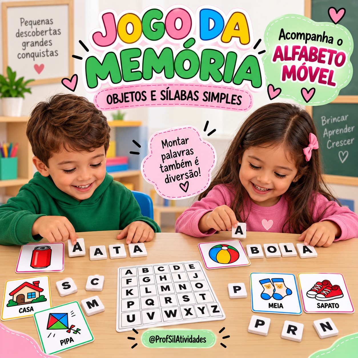 Jogo da Memória Objetos e Sílabas Simples — amostra 3: Ideal para desenvolver a atenção, memória, percepção visual,…