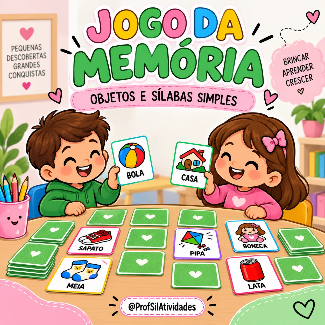 Jogo da Memória Objetos e Sílabas Simples — capa do material