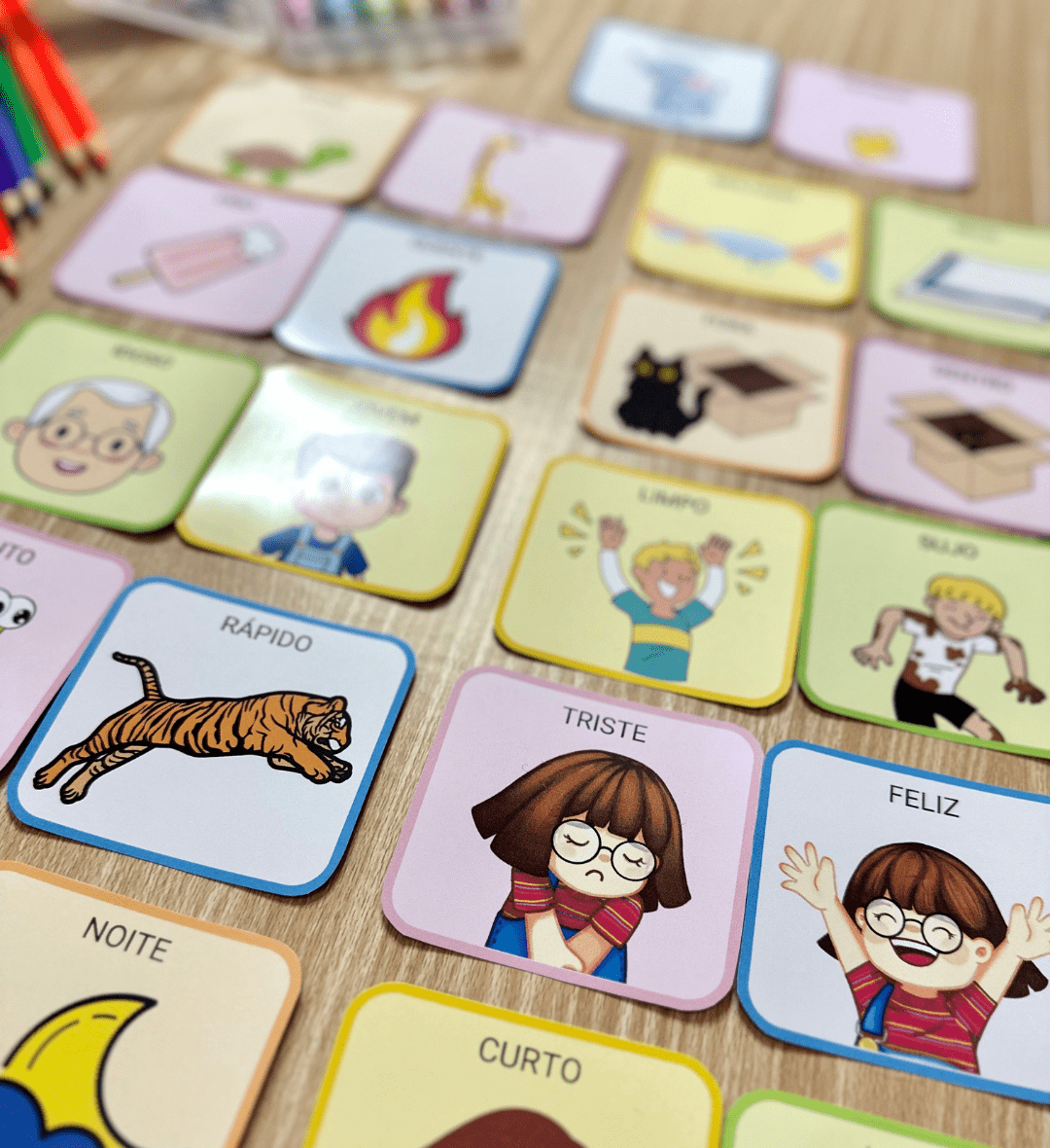 Jogo da Memória Opostos: 15 Pares para Educação Infantil — amostra 5: Trabalhe conceitos opostos com um jogo da memória em…