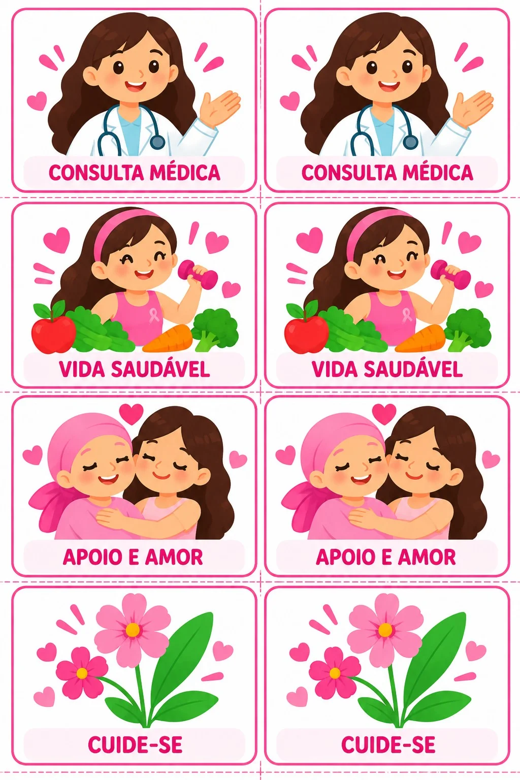 Jogo da Memória Outubro Rosa Ensino Fundamental — amostra 3: 💗 Trabalhe a conscientização sobre o Outubro Rosa de forma…