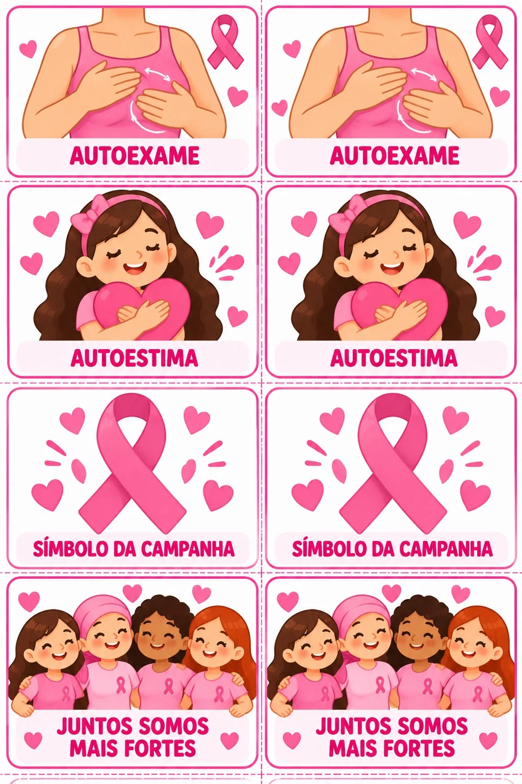 Jogo da Memória Outubro Rosa Ensino Fundamental — amostra 4: 💗 Trabalhe a conscientização sobre o Outubro Rosa de forma…