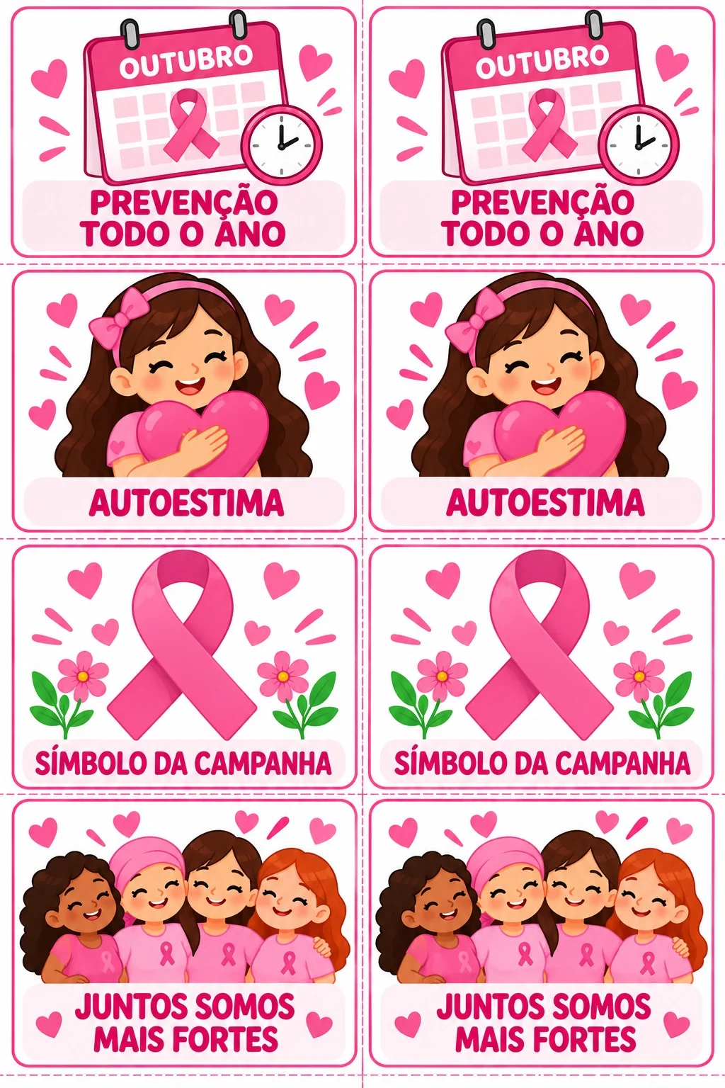 Jogo da Memória Outubro Rosa Ensino Fundamental — amostra 6: 💗 Trabalhe a conscientização sobre o Outubro Rosa de forma…