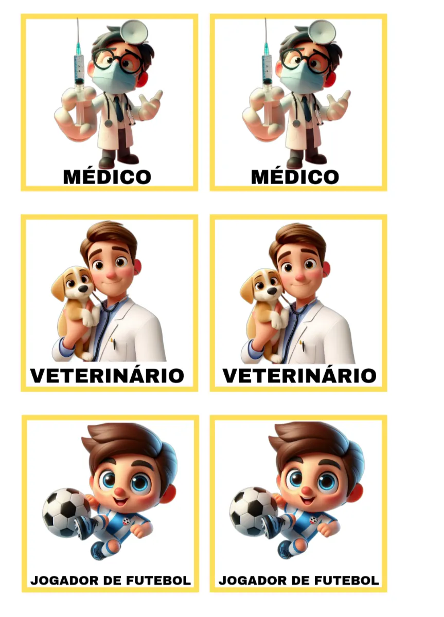 Jogo da Memória para Imprimir, jogo, atividades — Atividades para Educação Infantil: Jogo da memória das profissões para…