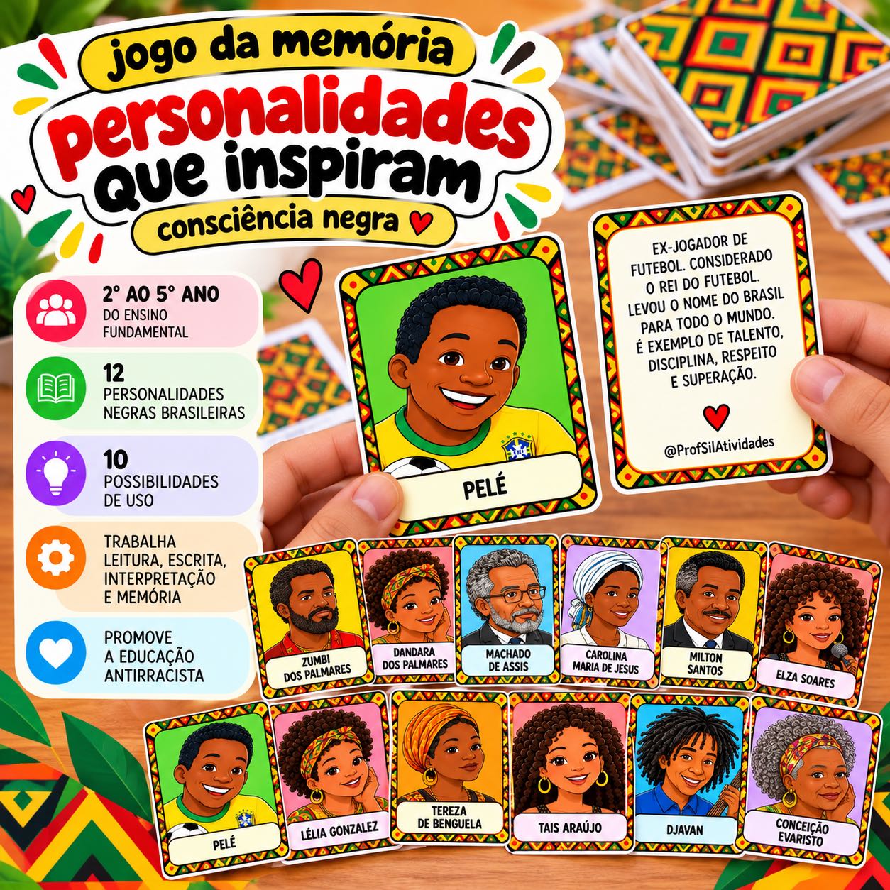 Jogo da Memória – Personalidades - Consciência Negra — amostra 2: CONHEÇA AS 12 PERSONALIDADES
