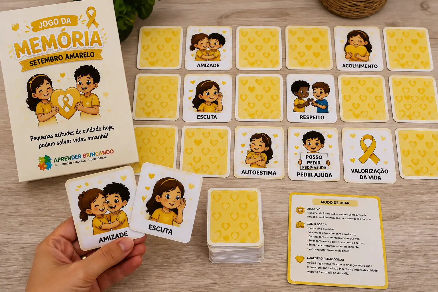 Jogo da Memória Setembro Amarelo – 16 Cartas | PDF Pedagógico — amostra 2: Jogo da Memória Setembro Amarelo com 16 cartas…