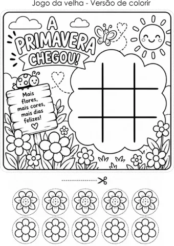 Jogo da Velha: A Primavera Chegou! Atividade criativa para Imprimir — amostra 2: Um divertido jogo da velha com temática de…