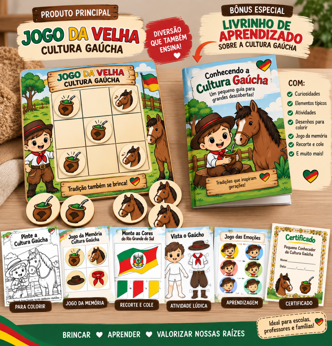 🧉 Jogo da Velha da Cultura Gaúcha — Atividade para Imprimir — amostra 1: Uma atividade lúdica e educativa para trabalhar a…