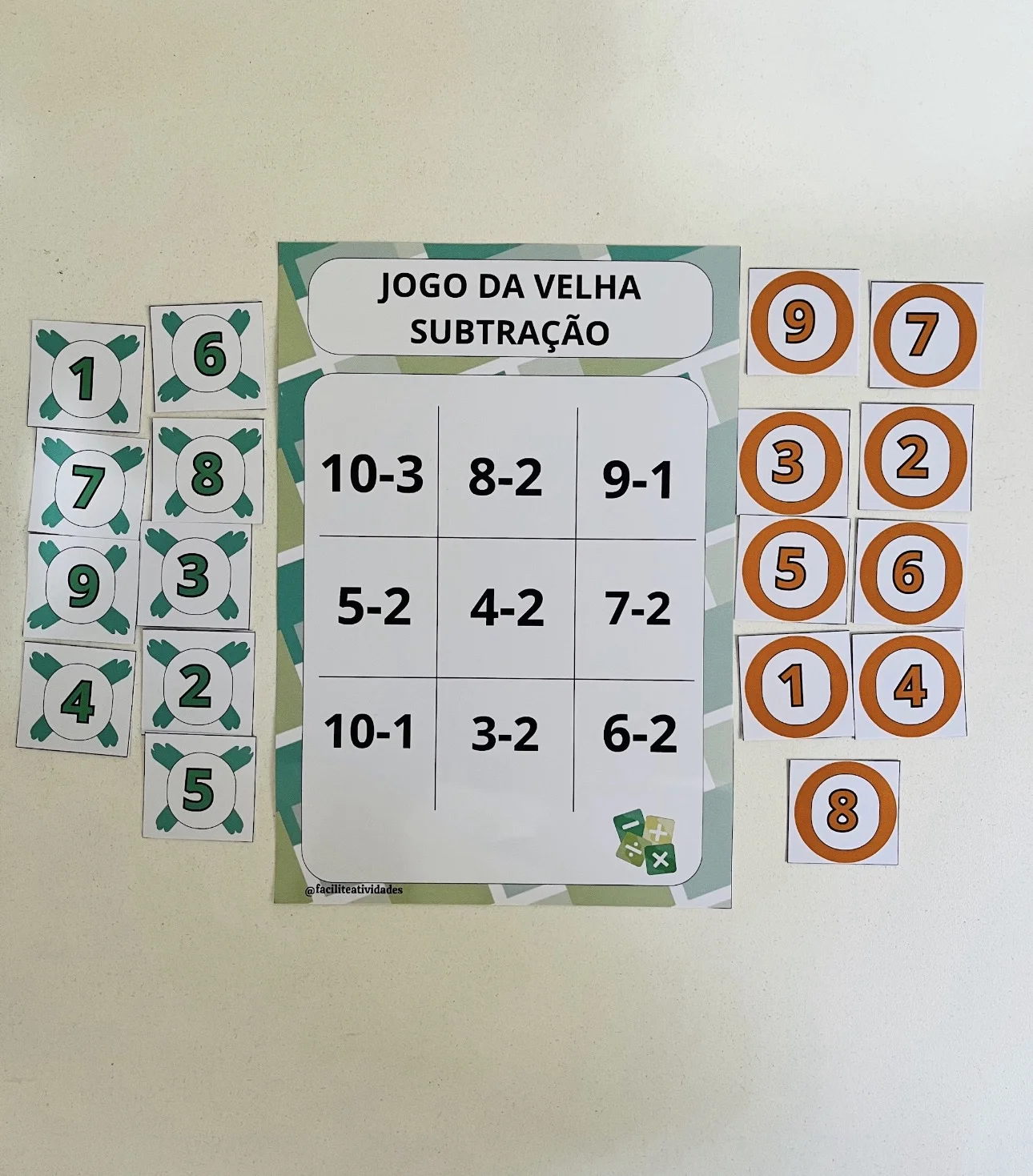 Jogo da velha subtração — amostra 1: 🎲 JOGO DA VELHA DA SUBTRAÇÃO ➖ Transforme o treino da subtração em uma brincadeira…