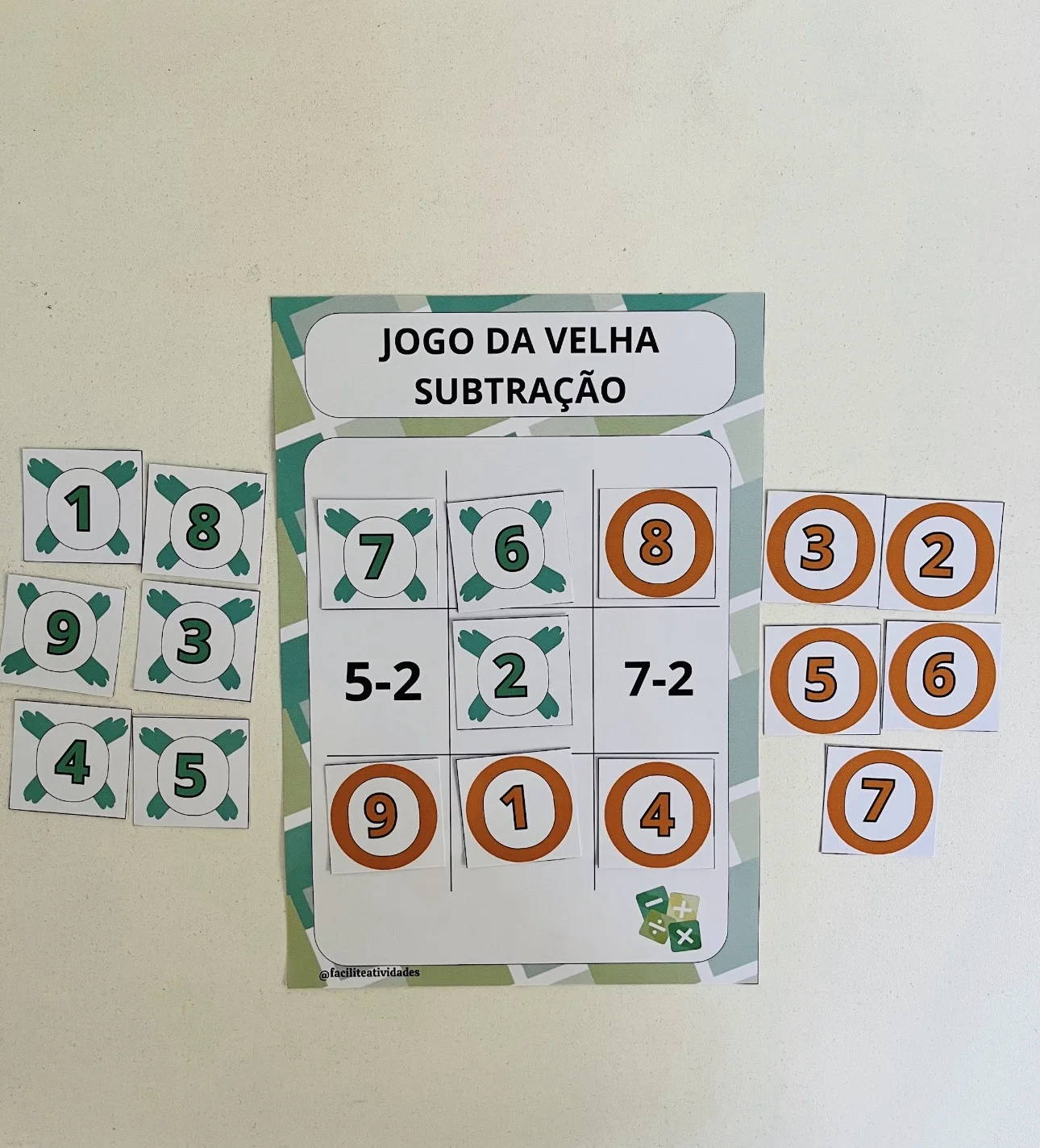 Jogo da velha subtração — amostra 2: 🎲 JOGO DA VELHA DA SUBTRAÇÃO ➖ Transforme o treino da subtração em uma brincadeira…