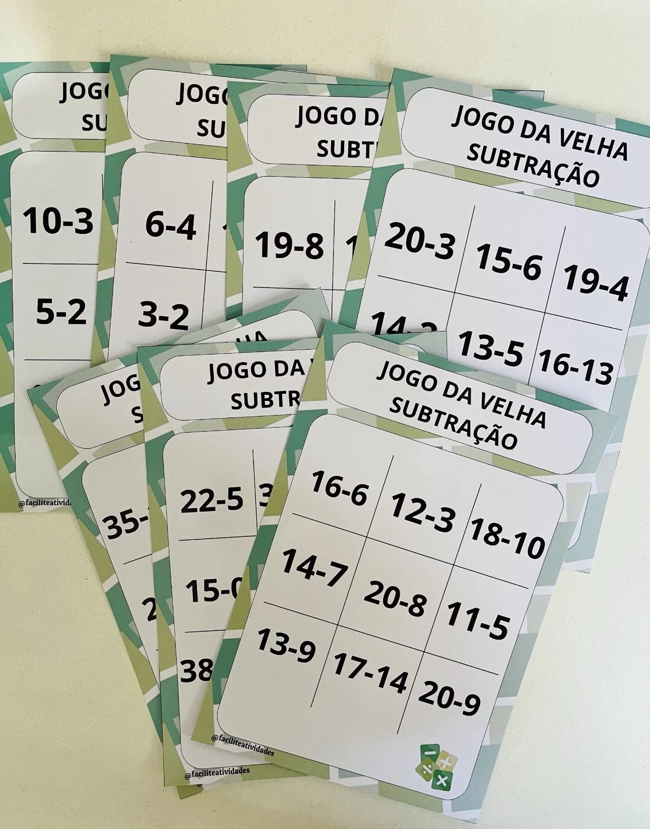 Jogo da velha subtração — amostra 3: 🎲 JOGO DA VELHA DA SUBTRAÇÃO ➖ Transforme o treino da subtração em uma brincadeira…