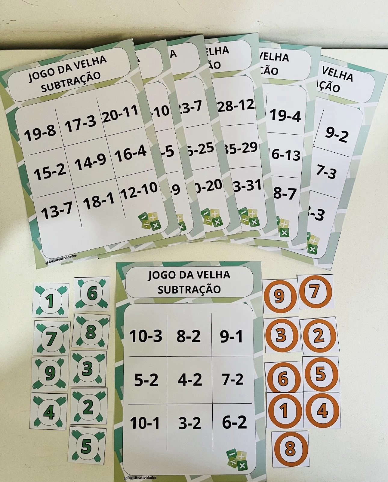 Jogo da velha subtração — Jogos pedagógicos para Todas as séries: 🎲 JOGO DA VELHA DA SUBTRAÇÃO ➖ Transforme o treino da…