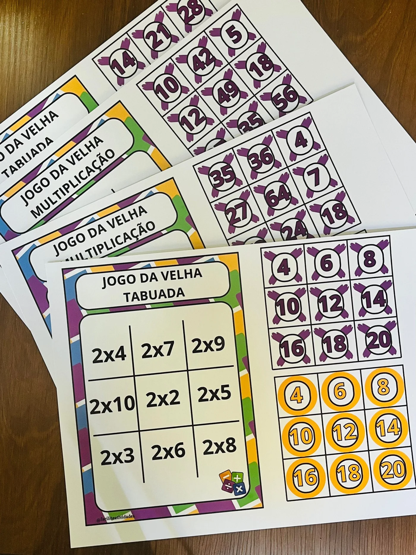 Jogo da velha Tabuada e multiplicação — amostra 4: Você recebe seu arquivo por e-mail ou baixe aqui mesmo no site