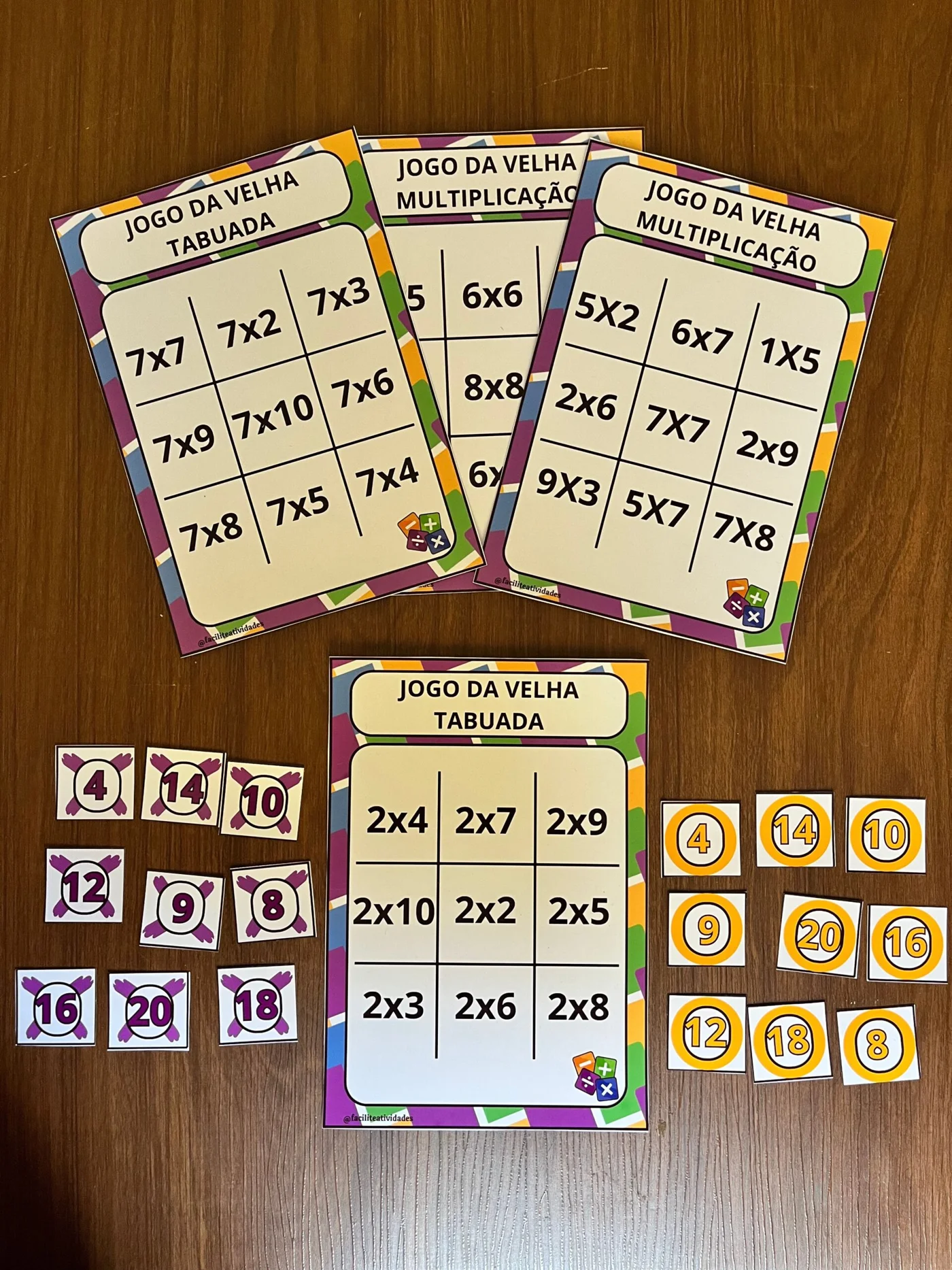 Jogo da velha Tabuada e multiplicação — amostra 5: Você recebe seu arquivo por e-mail ou baixe aqui mesmo no site