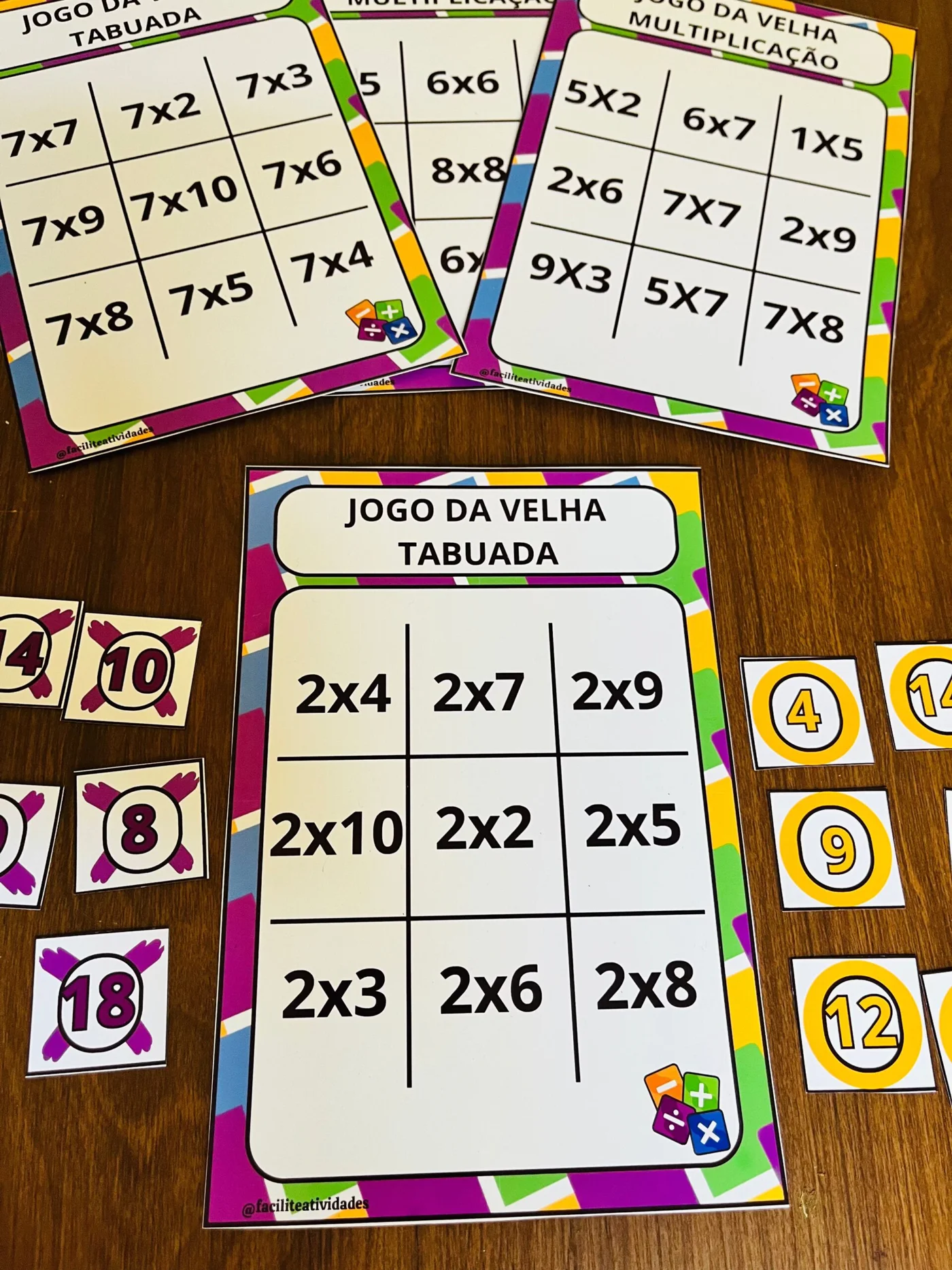 Jogo da velha Tabuada e multiplicação — amostra 6: Você recebe seu arquivo por e-mail ou baixe aqui mesmo no site