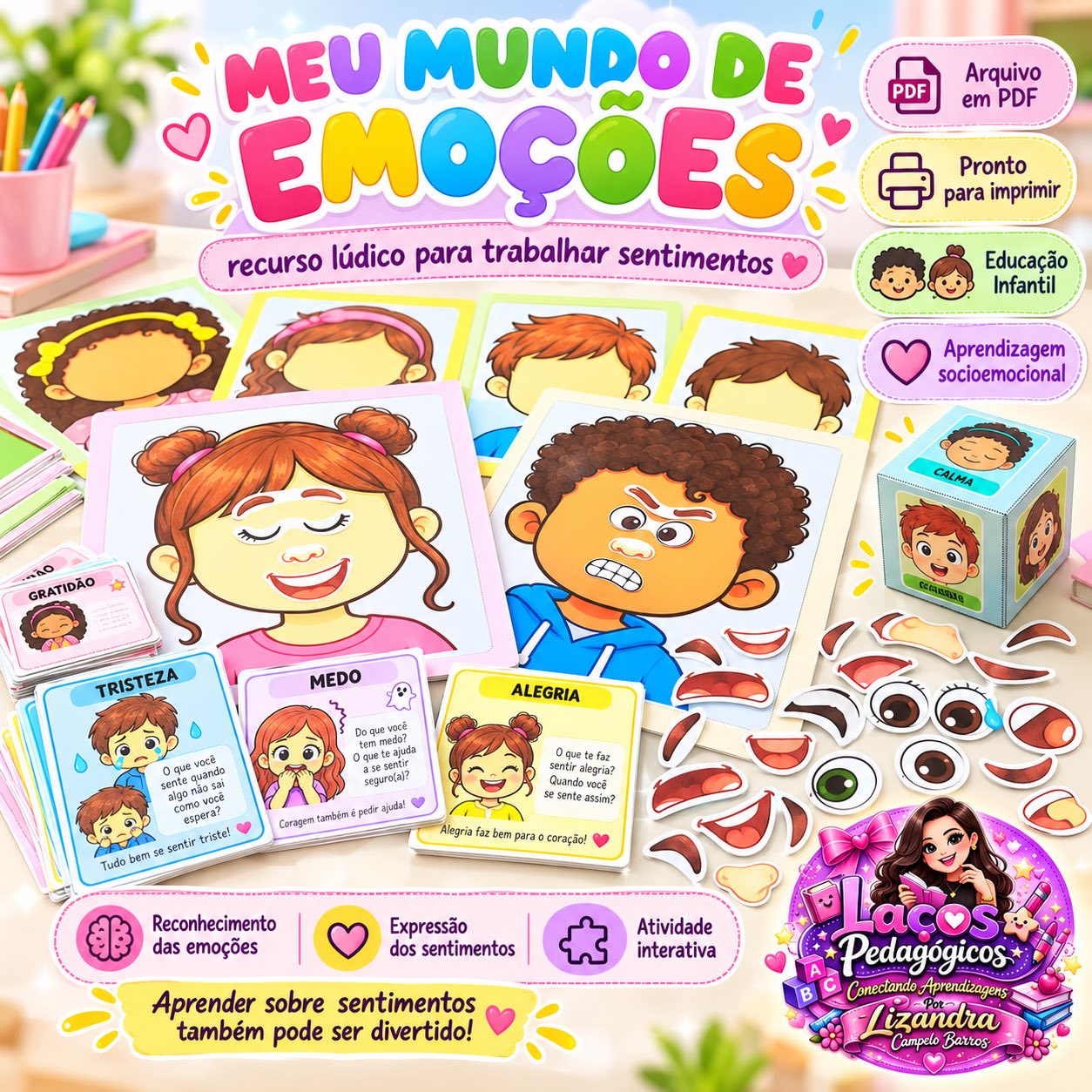 Jogo das Emoções – Atividades Socioemocionais — Alfabetização para Educação Infantil: Material pedagógico para trabalhar…