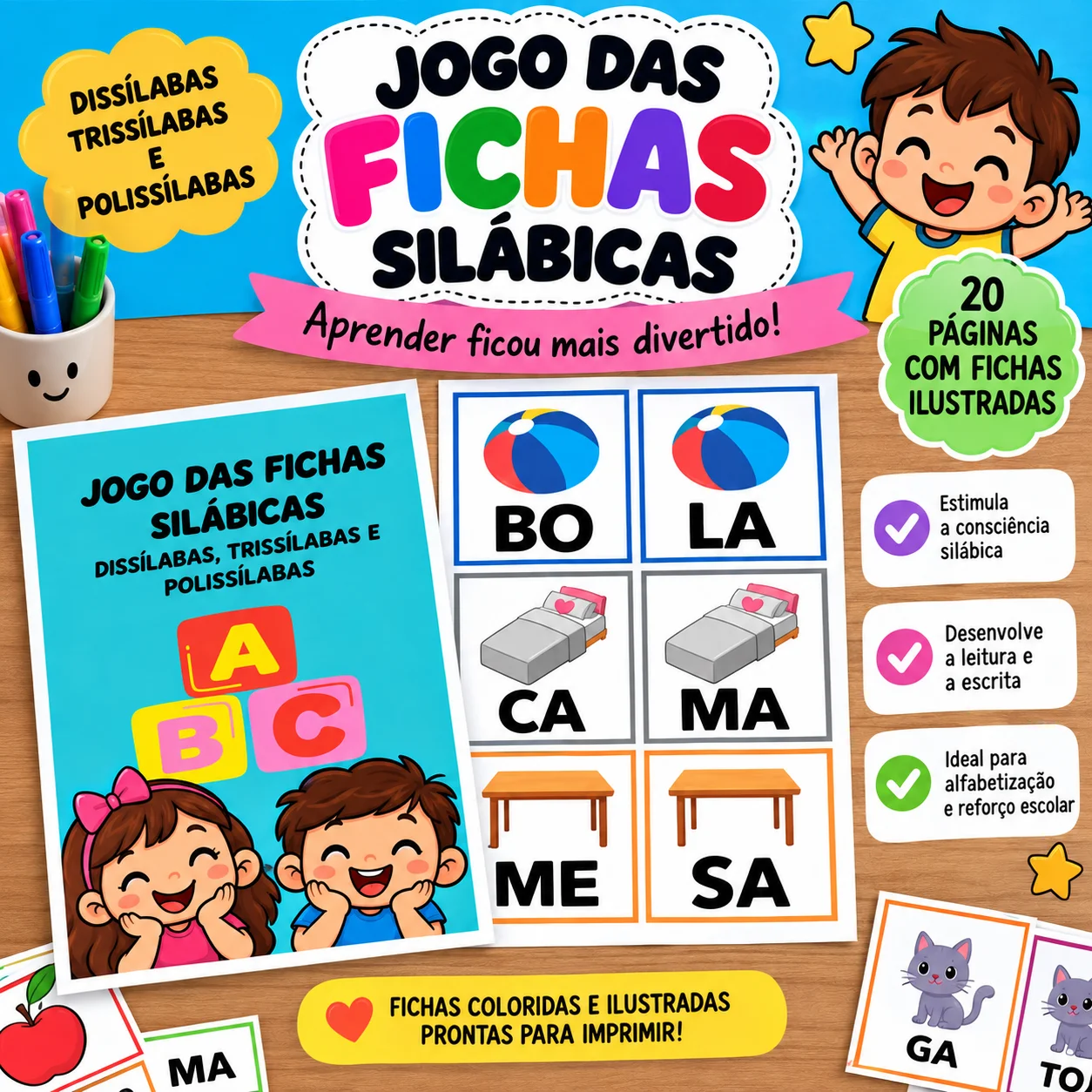 Jogo das Fichas Silábicas –Formação de Palavras e Separação de Sílabas — amostra 1: Recurso pedagógico lúdico para…