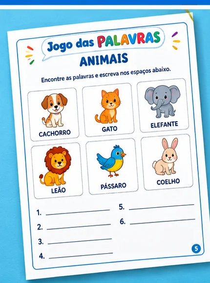 Jogo das Palavras: Encontre e Escreva — amostra 2: Atividades de alfabetização para encontrar e escrever palavras de…