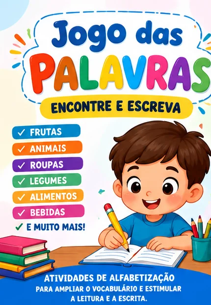 Jogo das Palavras: Encontre e Escreva — Alfabetização para Educação Infantil: Atividades de alfabetização para encontrar e…